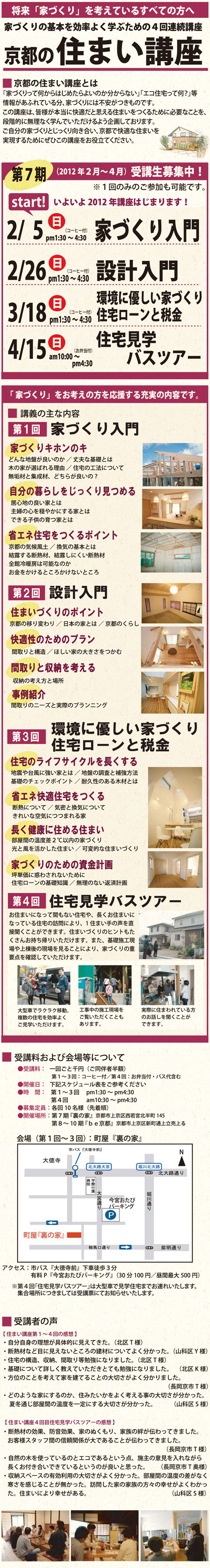 京都の住まい講座 第7期 受講生募集